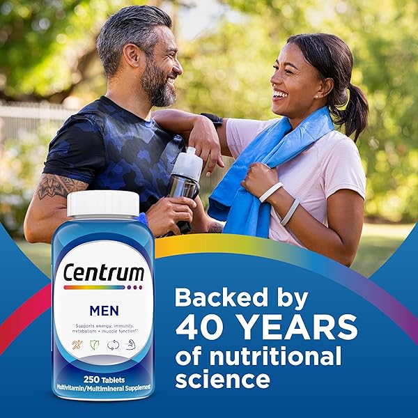 CENTRUM MULTIVITAMIN FOR MEN, MULTIVITAMIN/MULTIMINERAL SUPPLEMENT WITH VITAMIN D3, B VITAMINS AND ANTIOXIDANTS, GLUTEN FREE, NON-GMO INGREDIENTS – 250 COUNT