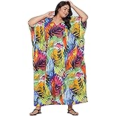 Oussum Women Long Maxi Plus Size Polyester Kaftan Caftan Gown Beach Party Casual Dress Swimwear Cover Up Lounge Resort Wear