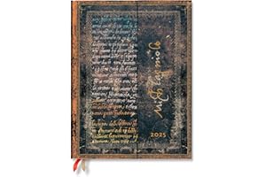 Paperblanks | 2025 Weekly Planner | Michelangelo, Handwriting | Embellished Manuscripts Collection | 12-Month | Ultra | Horizontal | Wrap | 160 Pg | 100 GSM