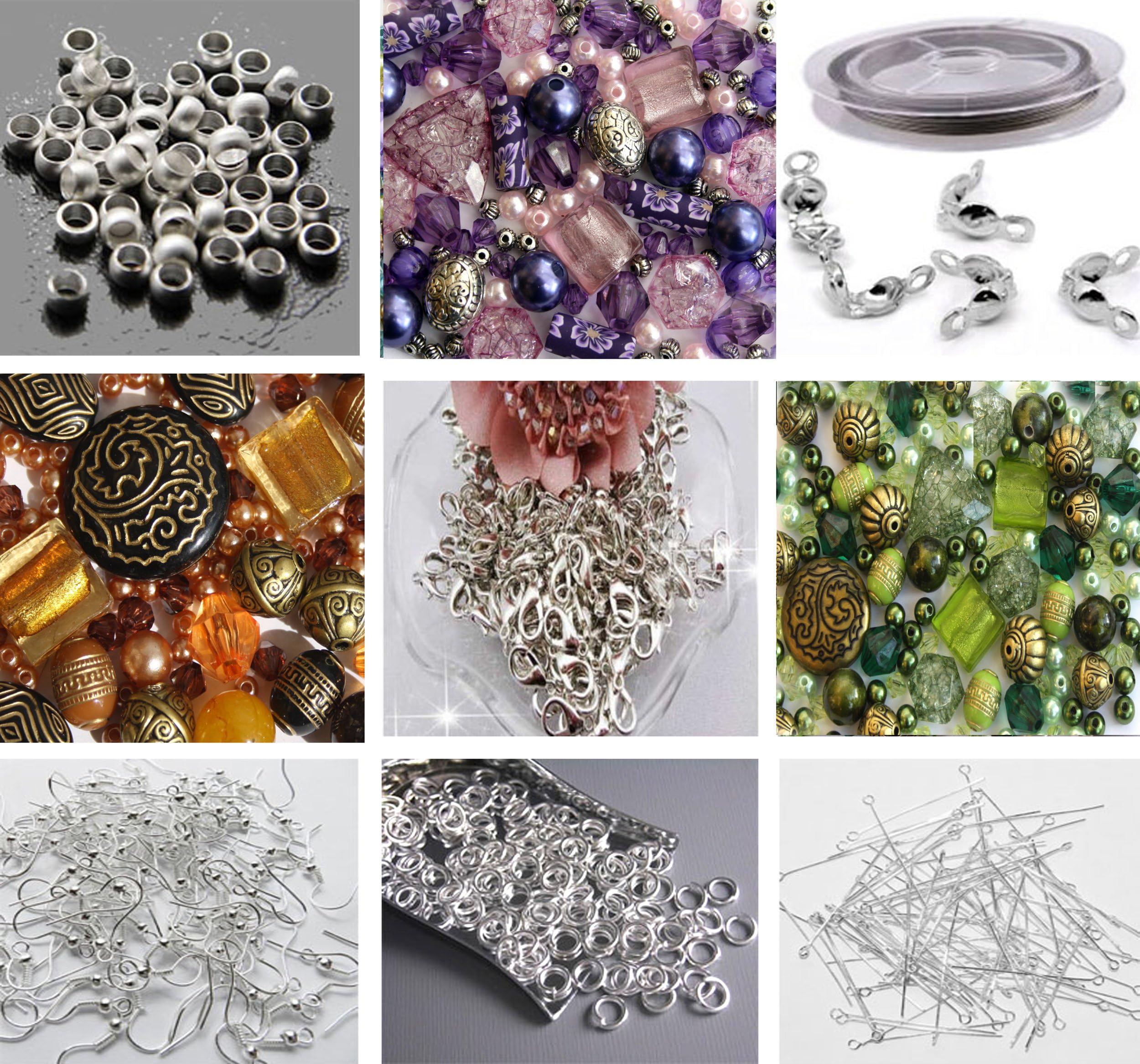 Sabrikas Let Your Creative Spirit Run Free Approx X 400 Jewelry Making Beads Mix Starter Kit for Beginners in Purple Gold & Green Jewelry Findings
