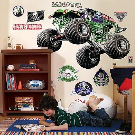 Monster Jam Room Decor Grave Digger Giant Wall Decals Amazon Ca