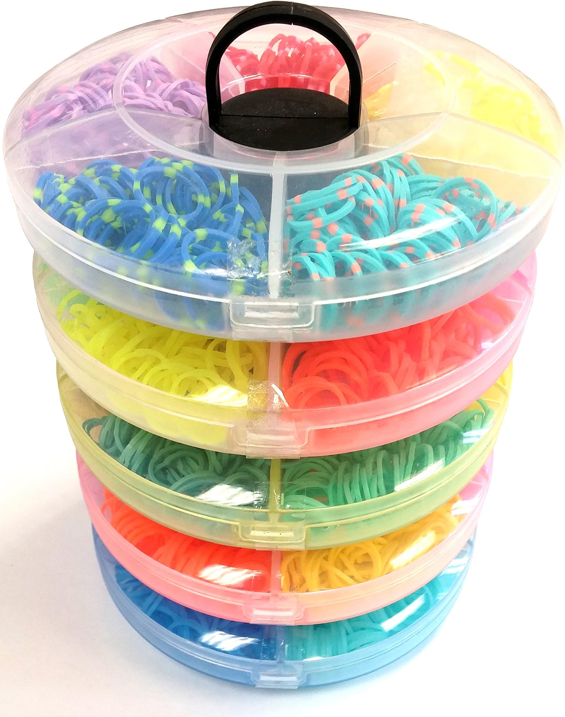 Loom Band Circle storage, clip ea 12pcs 5, ea 500 bands(100 bands each colors)5 , made in Korea, colors assorted, easy to carry and stock