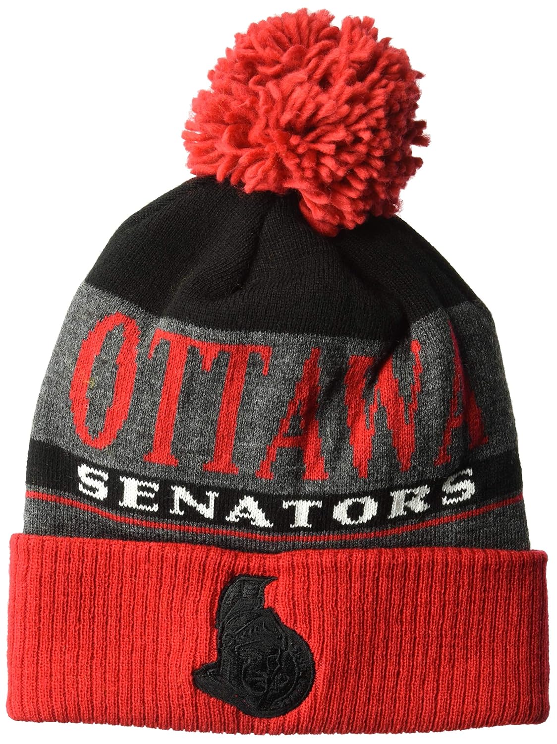 adidas Heathered Grey Cuffed Pom Knit adidas Heathered Grey Cuffed Pom Knit