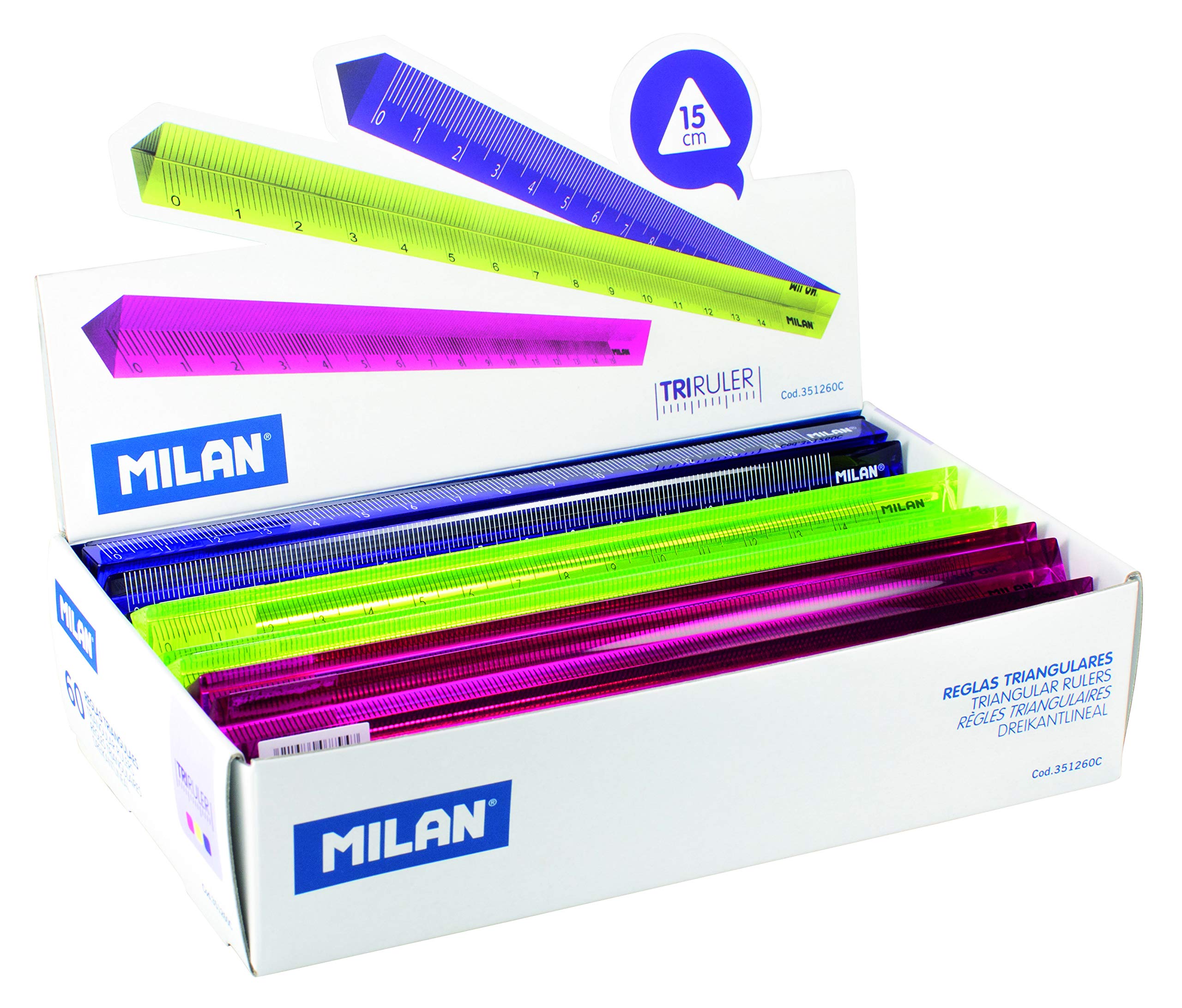 Display Stand 60 Triangle Rulers Assorted Colours