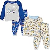 The Children's Place baby-boys And Toddler Long Sleeve Top and Pants Snug Fit 100% Cotton 4 Piece Pajama Set