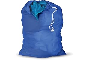 Honey-Can-Do LBG-01161 Mesh Laundry Bag with Drawstring, Blue, 24-inches L x 36-Inches H