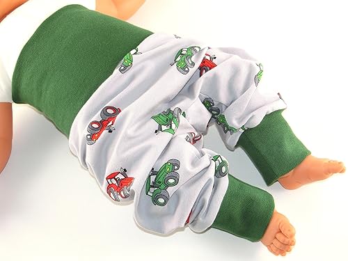 Lange Pumphose Größe 68/74 Baby Hose Mitwachshose Motiv: Traktor