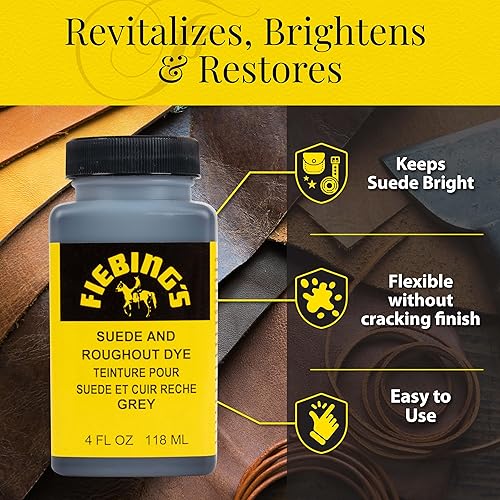 Fiebing's Grey Suede Dye (4 oz) Recolor, Brighten Restore