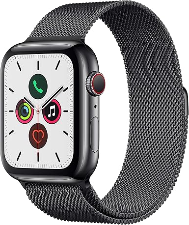 Apple Watch Series 5(GPS + Cellularモデル)- 44mmスペースブラックステンレススチールケースとスペースブラックミラネーゼループ