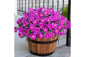 Ivydale Artificial Faux Outdoor Flowers Plants for Outside Summer Decoration, Fake Silk Fuchsia Camellia UV Resistant Realistic for Planter Porch Patio Balcony Garden Home, 3 Bundles