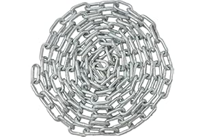 LIFSTAR 3/16-IN X 10-FT Heavy Duty Proof Coil Chain, Bright Zinc-Plated Metal Chain, 800lbs Safe Load Capacity, Weather-Resistant Steel Link Chain for General Purpose, Farm, and Outdoor Use