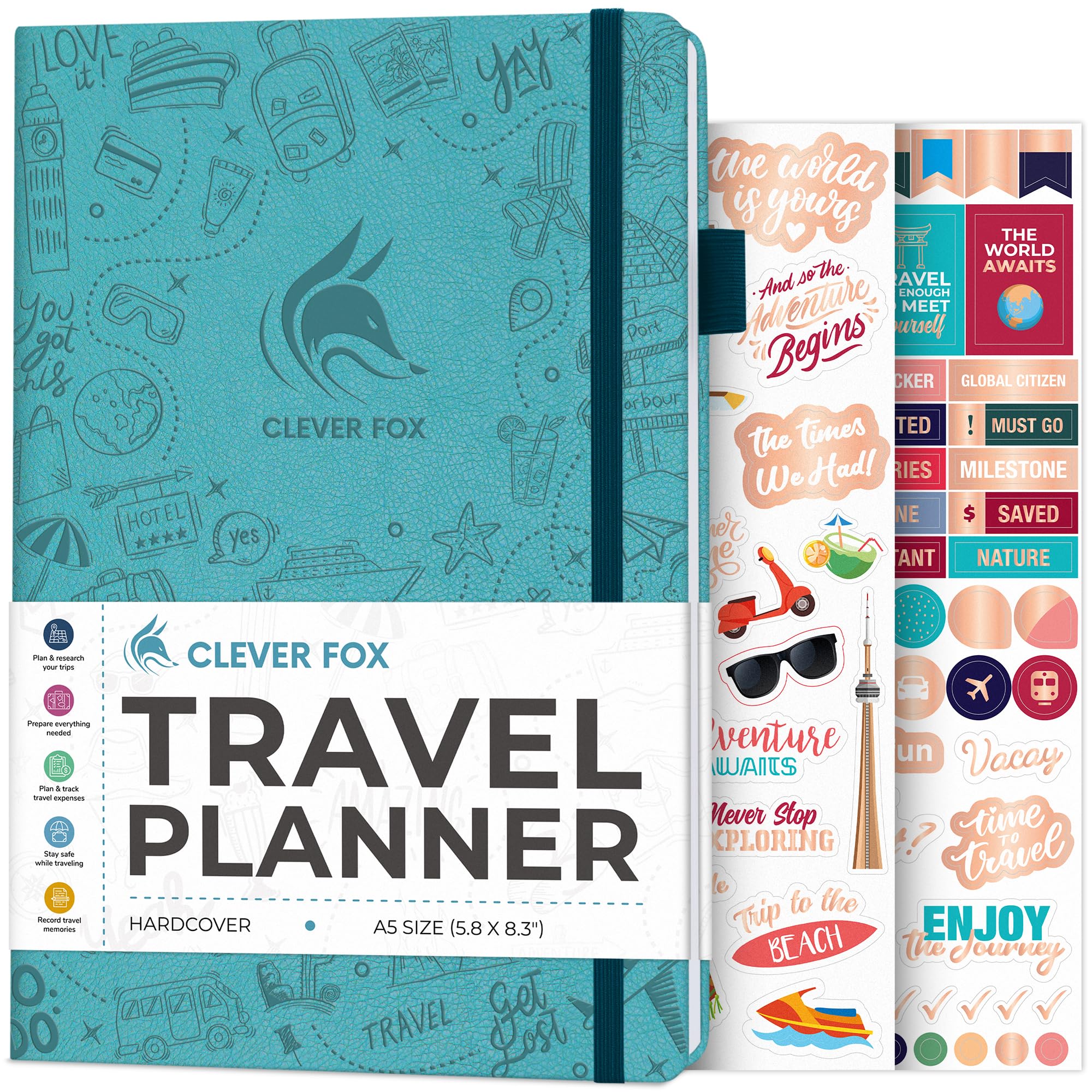 Clever Fox Travel Journal – Vacation Planner with Budget Plan, Packing List, Expense Tracker & Trip Journal – Travelling Itinerary Organizer for Women, Men & Couples – A5 Size, Aquamarine — image 1