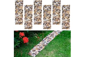 Qualdout River Rocks Stepping Stones Pavers Outdoor for Garden Walkway, Pebbles Polished Gravel for Yard Lawn Patio Pathway Landscaping, 6PCS (Rectangle)