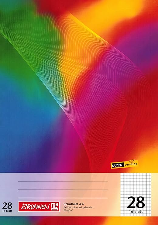 Schulheft / Rechenheft 'BRUNNEN' 32 Blatt - Din A4 / Lineatur 28 (5 mm kariert mit Randlinie innen und außen)