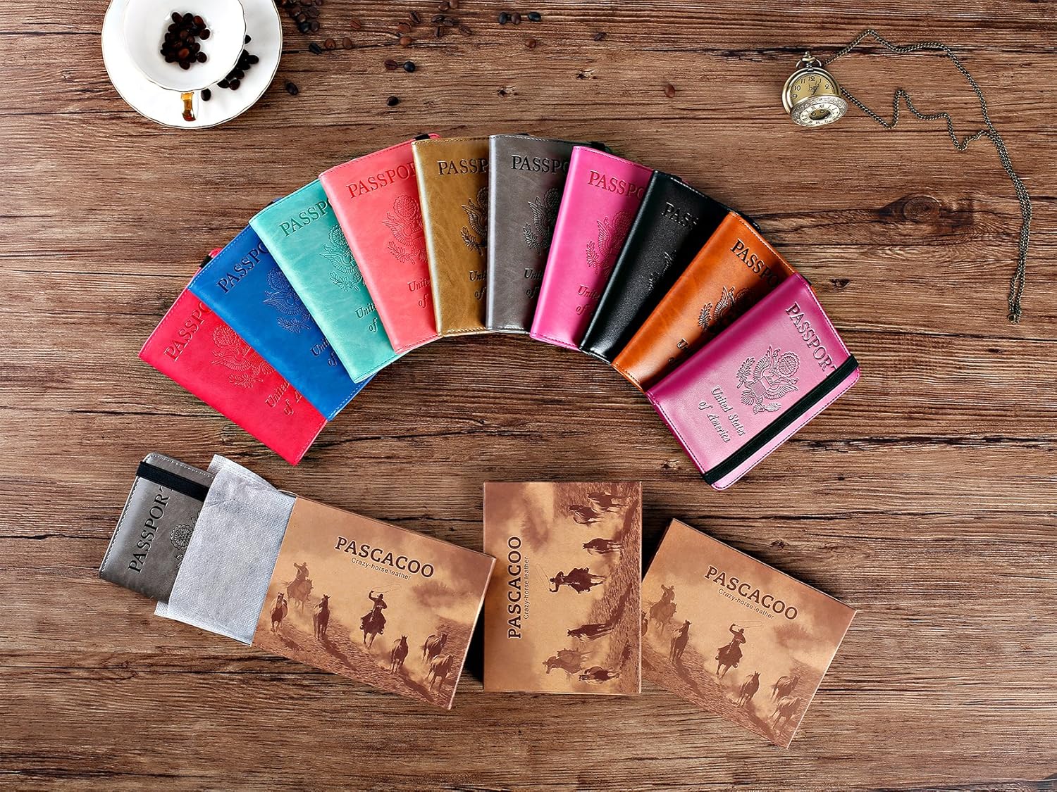  | Passport Holder Cover Wallet RFID Blocking Leather Card Case Travel Document Organizer (Coffee Grey) | Passport Covers