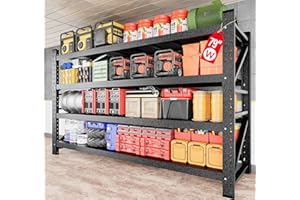 SISESOL 7000LBS Heavy Duty Garage Shelving Units,79" Wide & Deep Storage Shelves,Black Metal Garage Shelves,Large Storage Rack,Steel Shelf,Industrial Shelving for Shop,Warehouse,Basement,79" W x 24" D x 79" H