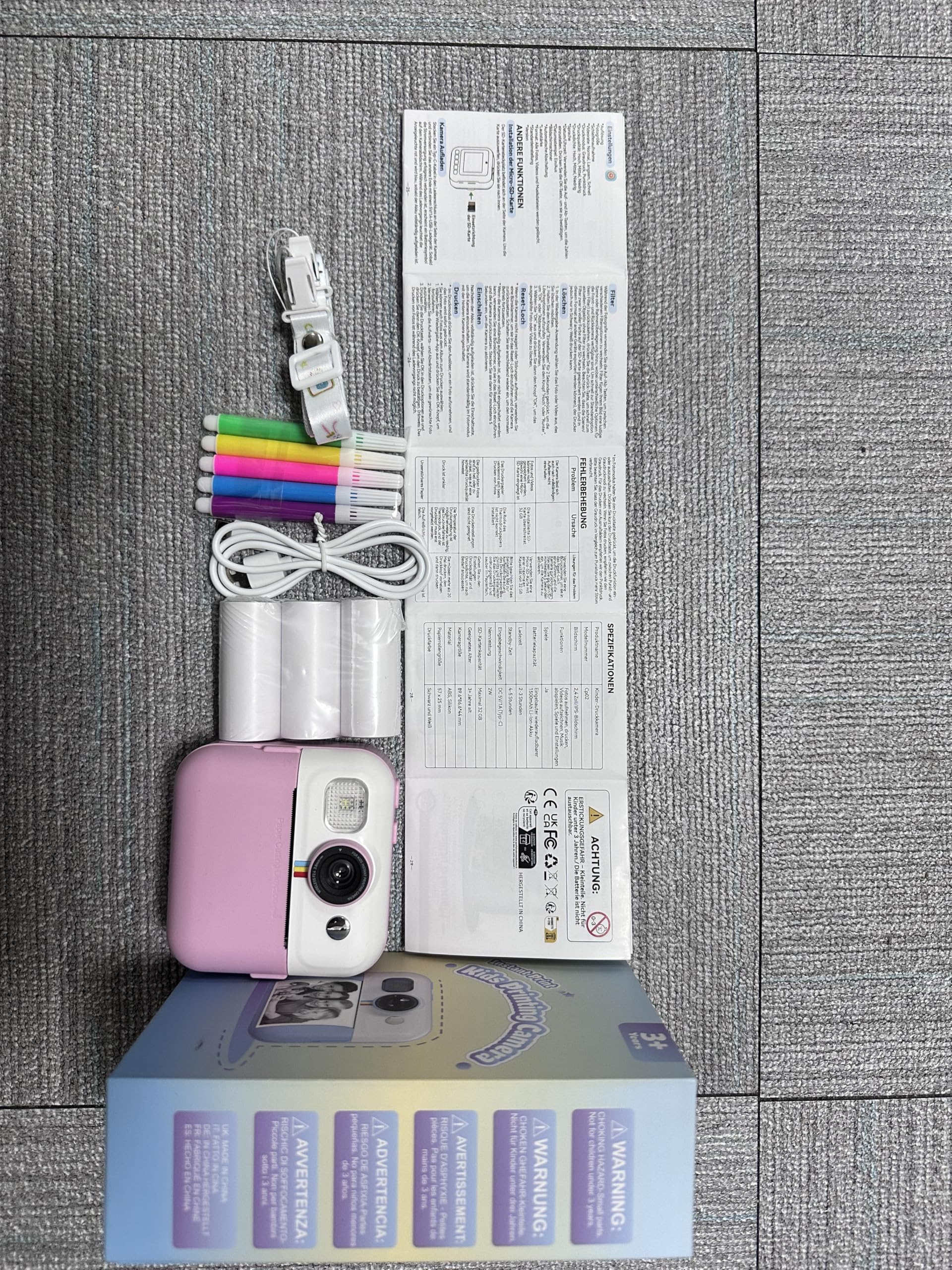 BOFIDAR Instant Print Camera for Kids, Christmas Birthday Gifts for Girls Age 3-10, Toddler Toy for 3 4 5 6 7 8 9 10 Year Old Girls with 3 Roller Photo Paper (Pink)