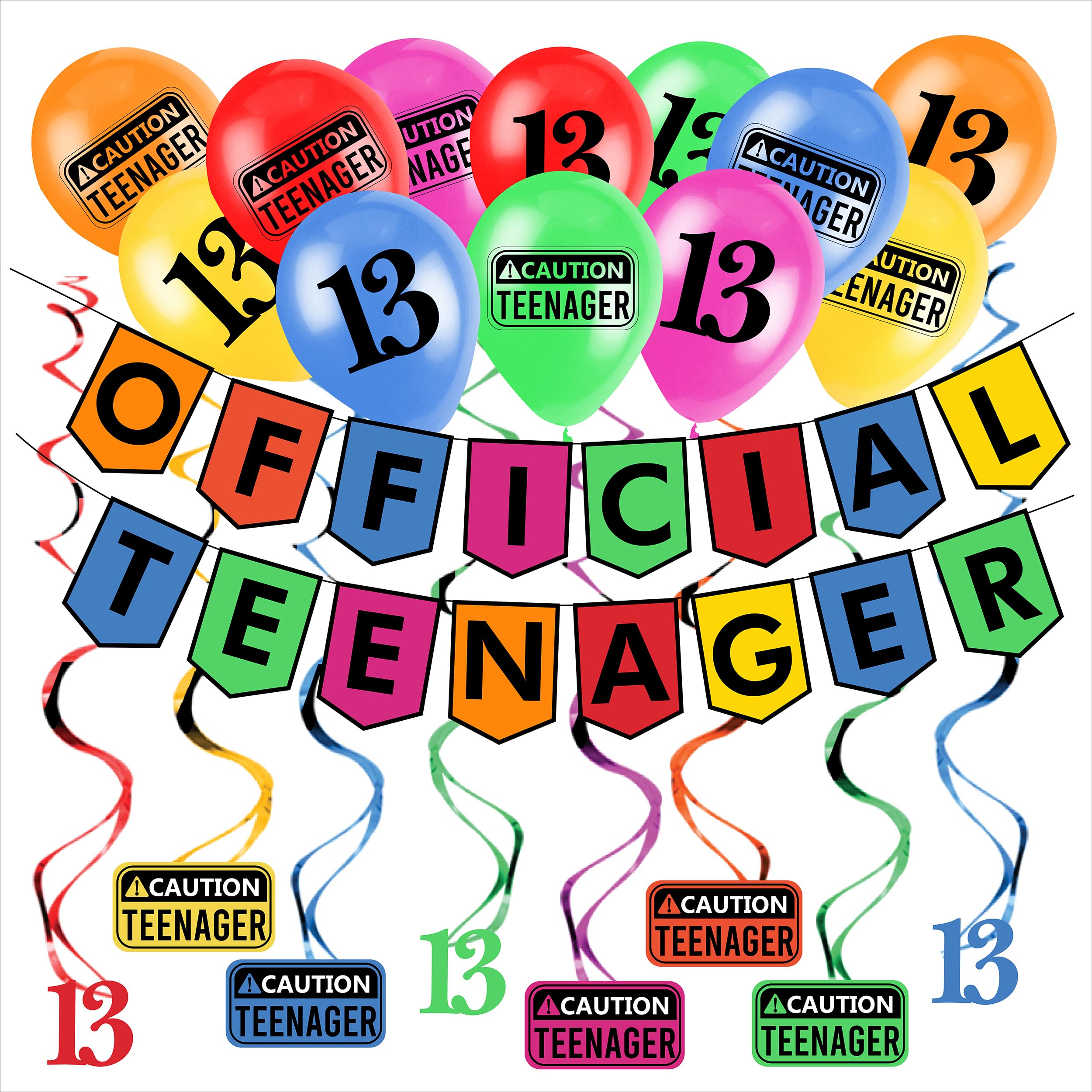 Funny OFFICIAL TEENAGER 13th Birthday Party Pack - Multicolor 13th Birthday Party Supplies, Decorations and Favors โ image 1