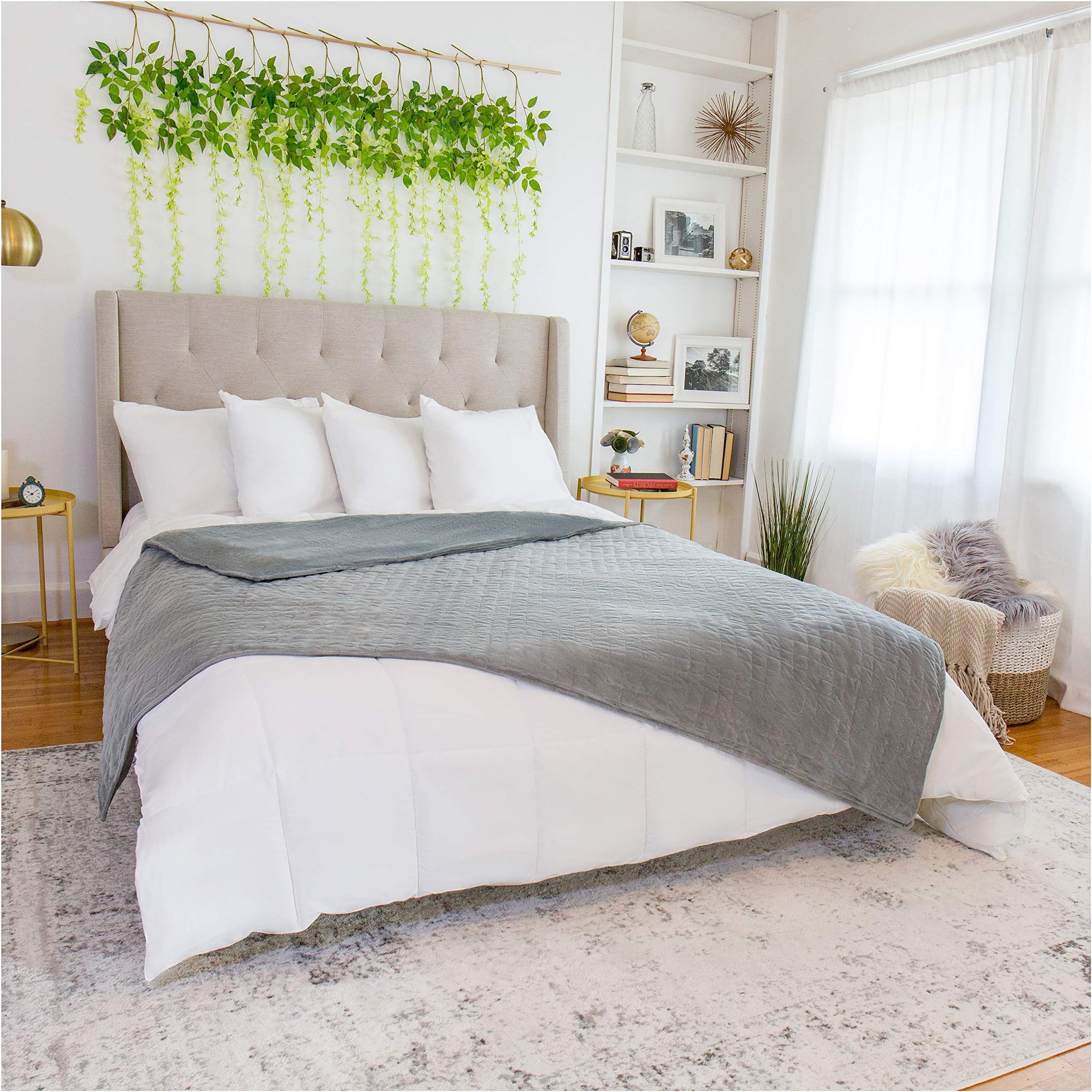 Harmonia Duvet Cover for Weighted Blanket 60x80 (Queen/Full) Minky Quilted - Gray - Box Pattern