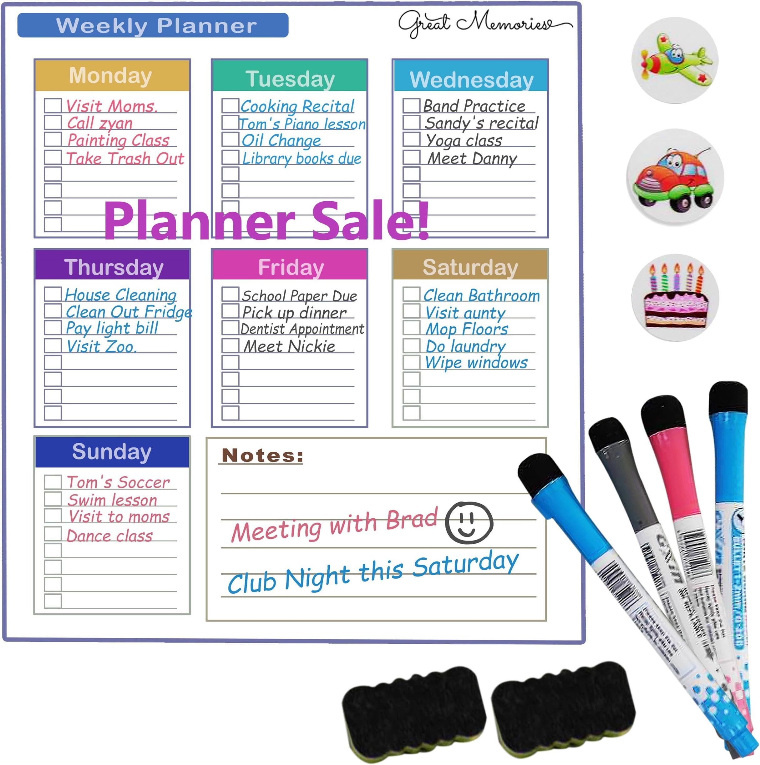 Magnetic Dry Erase WhiteBoard Calendar for Refrigerator-16" x 11"- Weekly Board with Strong Magnet. Eco Friendly. Easy to Clean- No More Stains. Perfect for Your Family be More Organized.