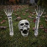 JOYIN 3 Pcs Halloween Skeleton Decorations Outdoor, Realistic Looking Skeleton Yard Stakes, Groundbreaker Skull Decor for Graveyard Yard Lawn Garden Party Supplies