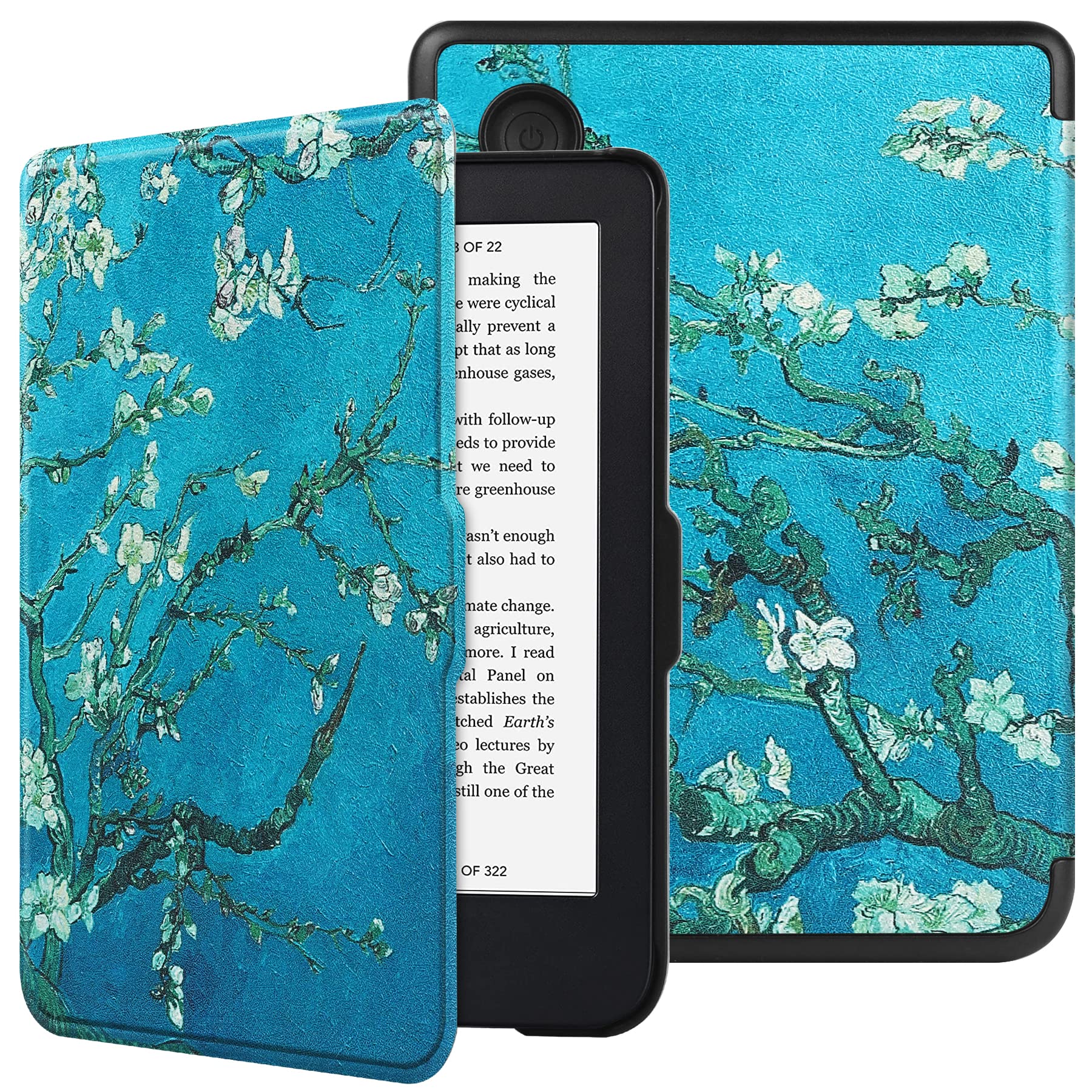 HGWALP Slimshell Case for 6" Kobo Clara Colour/Clara BW(2024)/Clara 2E(2022) Released eReaders,Premium Lightweight PU Leather Cover with Auto Sleep/Wake for Kobo Clara Colour 6inch-Apricot flower