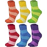 Different Touch 6 Pairs Super Soft Non-skid Cozy Fuzzy Winter Slipper Socks (9-11, Stripes B)
