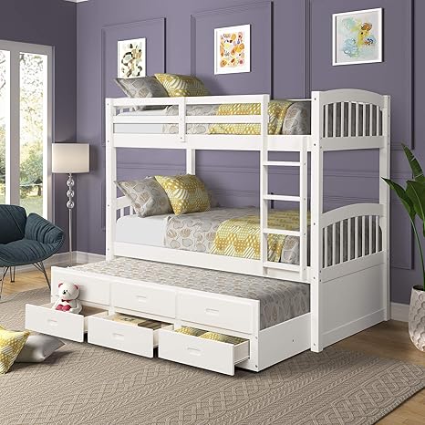 Amazon Com Twin Over Twin Bunk Bed For Kids Detachable Wood Bunk