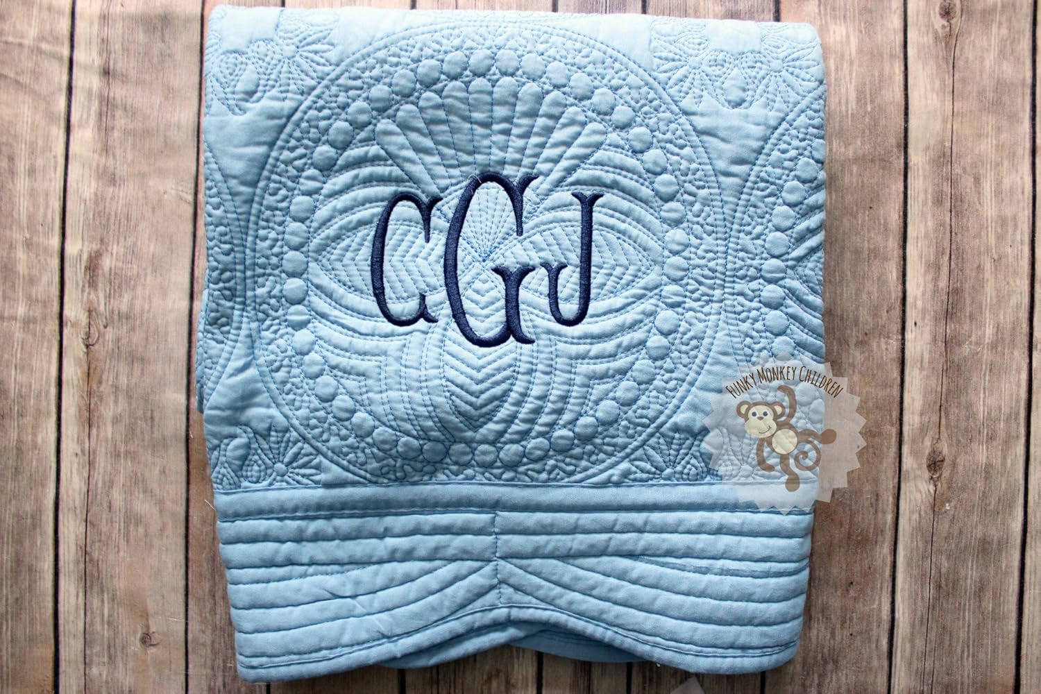 monogrammed baby quilts