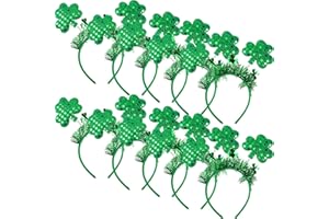 Trounistro 10 Pack St. Patrick Shamrock Headbands Green Shamrock Head Boppers St Patrick's Day Festive Headband for St. Patrick Irish Party Costume Decorations