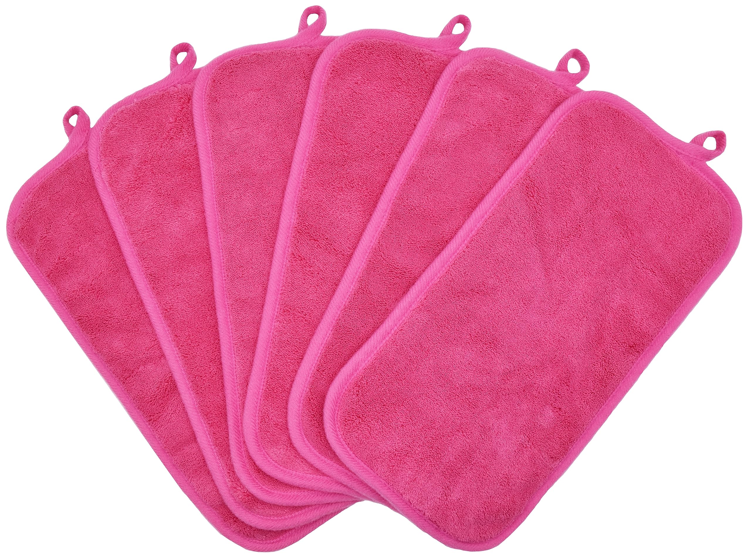 BloomSesame Makeup Remover Cloths for Face, Eye, Lips - Reusable Makeup Remover Pads Soft Microfiber Facial Cleansing Cloths 6 x 12 inch 6 Pack (Dark Pink) — image 1