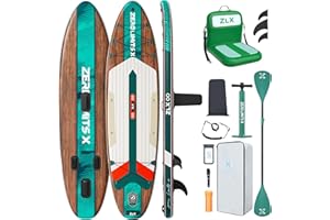 ZLX Inflatable Stand Up Paddle Board, 10'6" SUP Non-Slip Stable Deck Pad, Unique Center Fin, Premium Accessories, Portable Paddleboard for Adults, Beginners, All Skill Levels