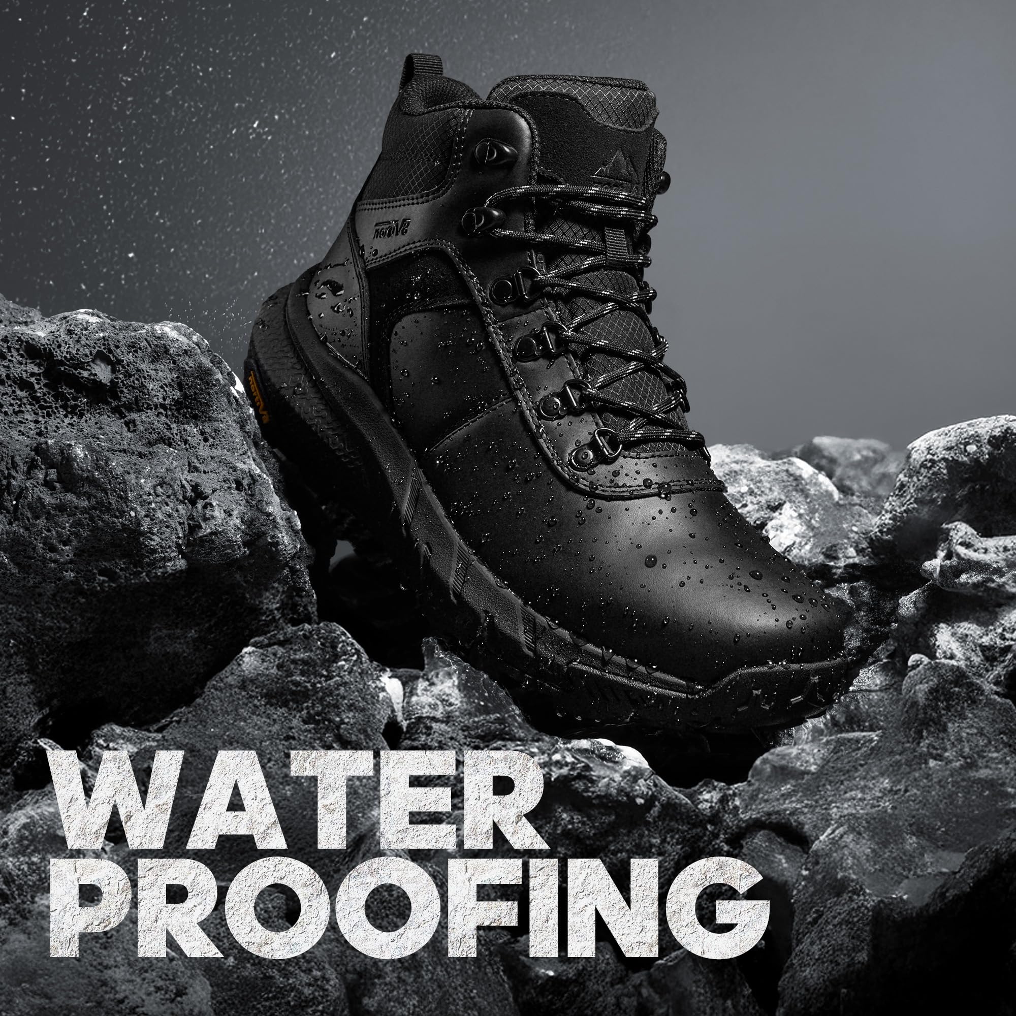 NORTIV 8 Herren wasserdichte Wanderschuhe Leichte Outdoor Mid Trekking Lederschuhe,Size 47,Schwarz,NMUMHB2505 4