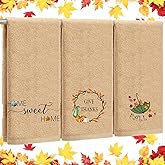 Mindsoft 3 Pcs Thanksgiving Bathroom Hand Towels 100% Cotton Embroidered Pumpkin Home Sweet Decorative Kitchen Dish Towels Set Fall Autumn Bathroom Decor for Thanksgiving Housewarming Gifts