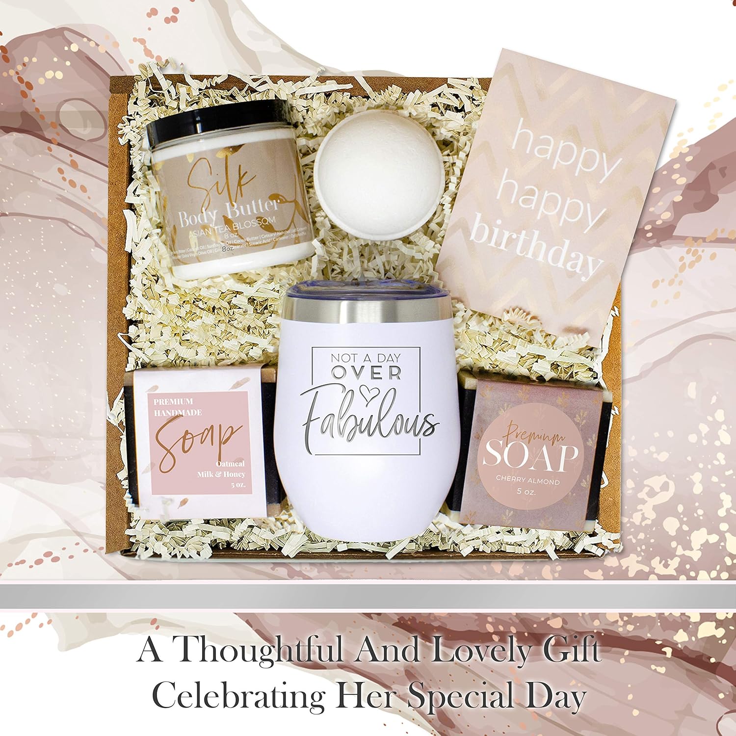 Birthday Gifts for Women - Best Relaxing Spa Gift Box Basket for Wife Mom Sister Girlfriend Best Friend Mother - Bday Bath Set w/Tumbler - Gifts Basket Care Package Present for Her Happy Birthday : Beauty