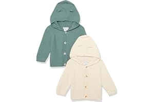 �鶹�� Essentials Unisex Babies' Hooded Sweater, Pack of 2, Dark Sage Green/Oatmeal, 12 Months
