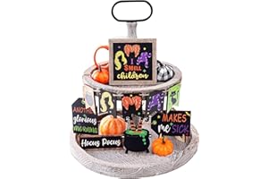HRENCY Halloween Hocus Pocus Tray Decor Halloween Decorations I Smell Children Hocus Pocus Wooden Signs Farmhouse Rustic Tiered Tray Decor for Home Table
