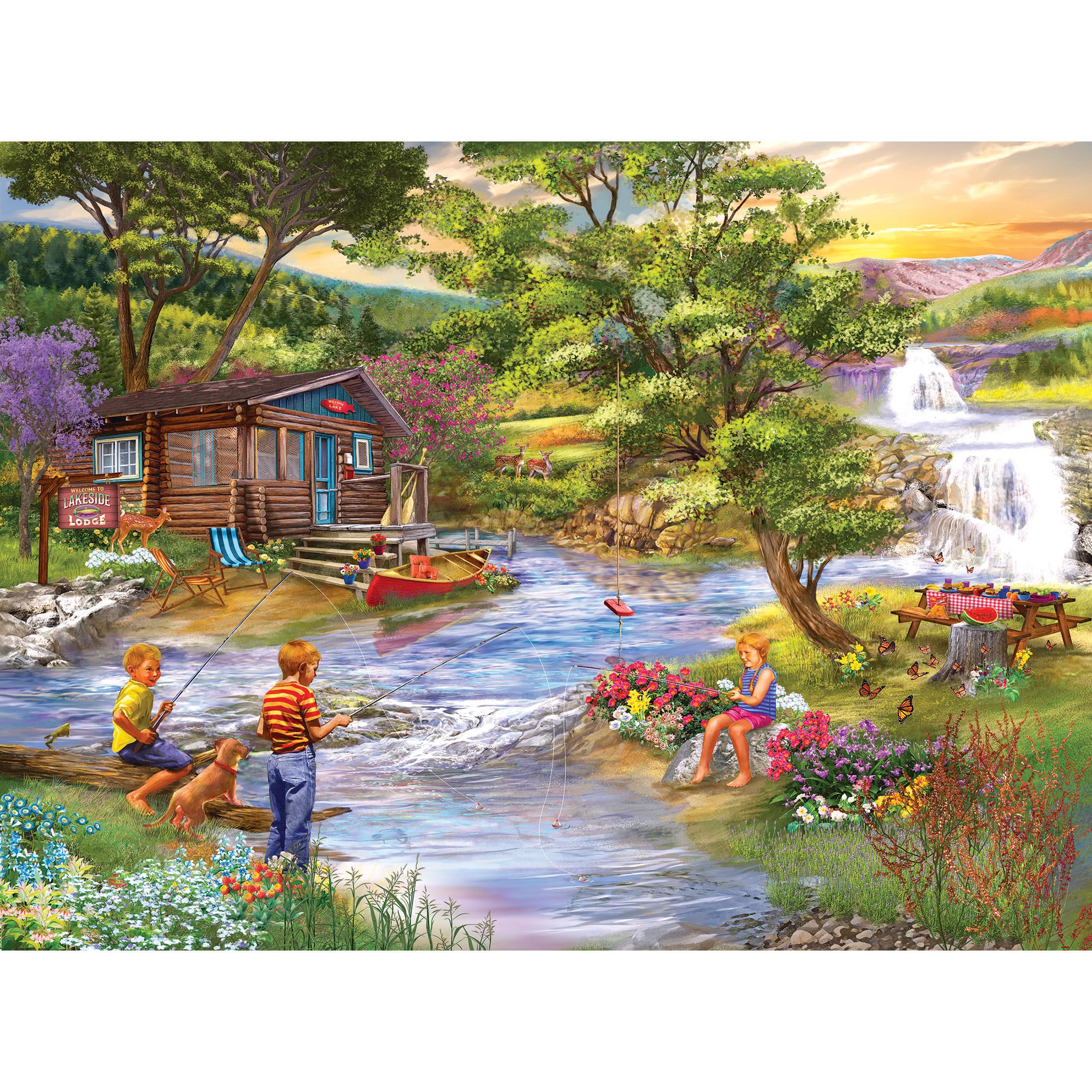RoseArt - Chris Bigelow - Fishing from The Banks - 1000 Piece Jigsaw Puzzle for Adults
