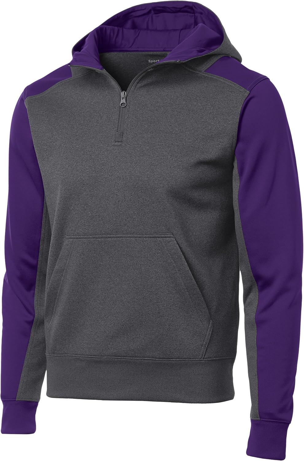 SPORTTEK Men's 1/4 Zip Hoodie, XSmall Graphite Heather