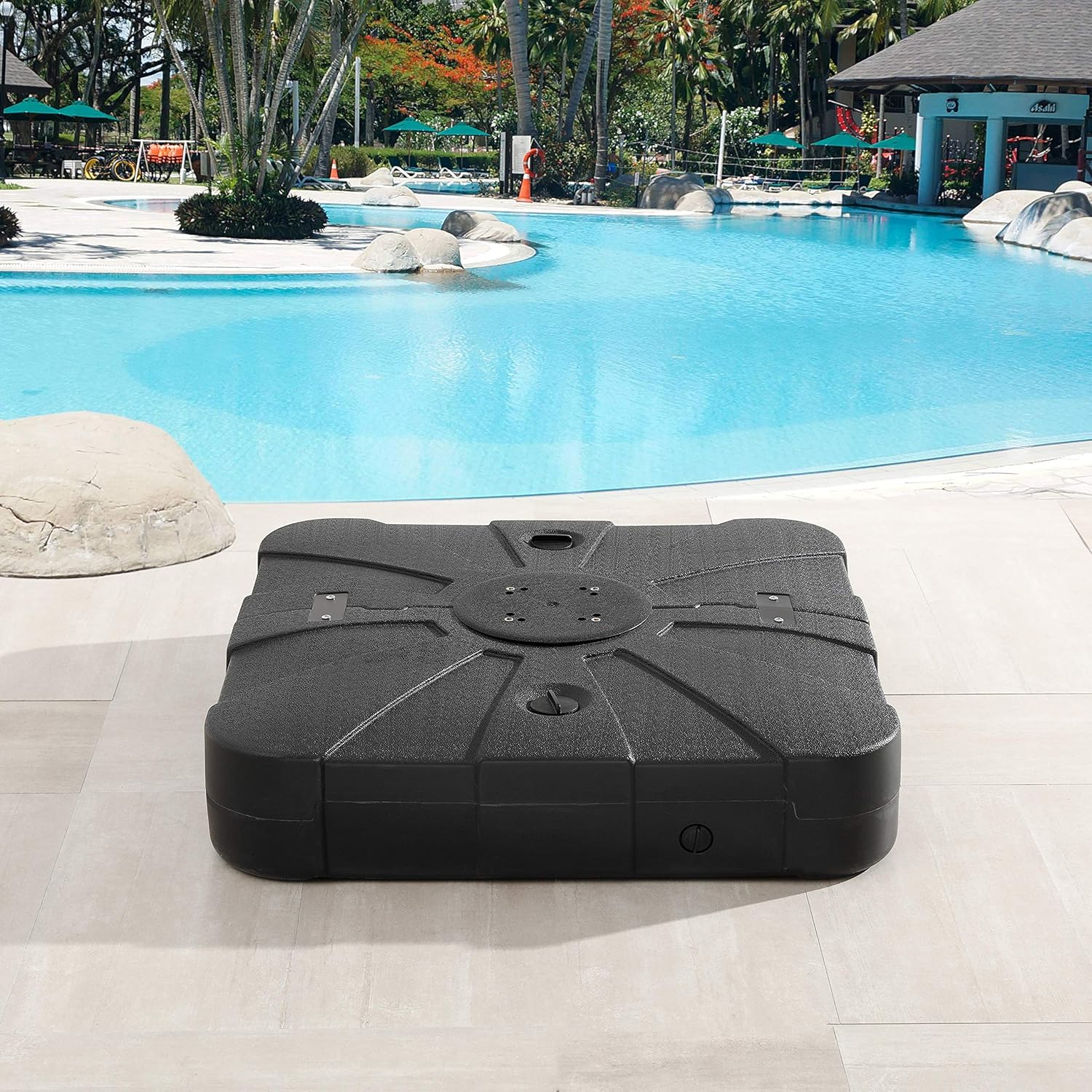 Amazon Com Lokatse Home Square Offset Base 220 Lb Fillable Sand Water Weighted Outdoor Cantilever Umbrella Stand For Deck Garden And Patio Black Garden Outdoor