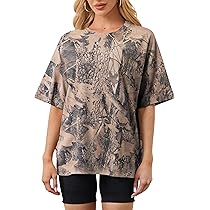 MSBESYOR Camo Shirt for Women Maple Leaf Print Short Sleeve