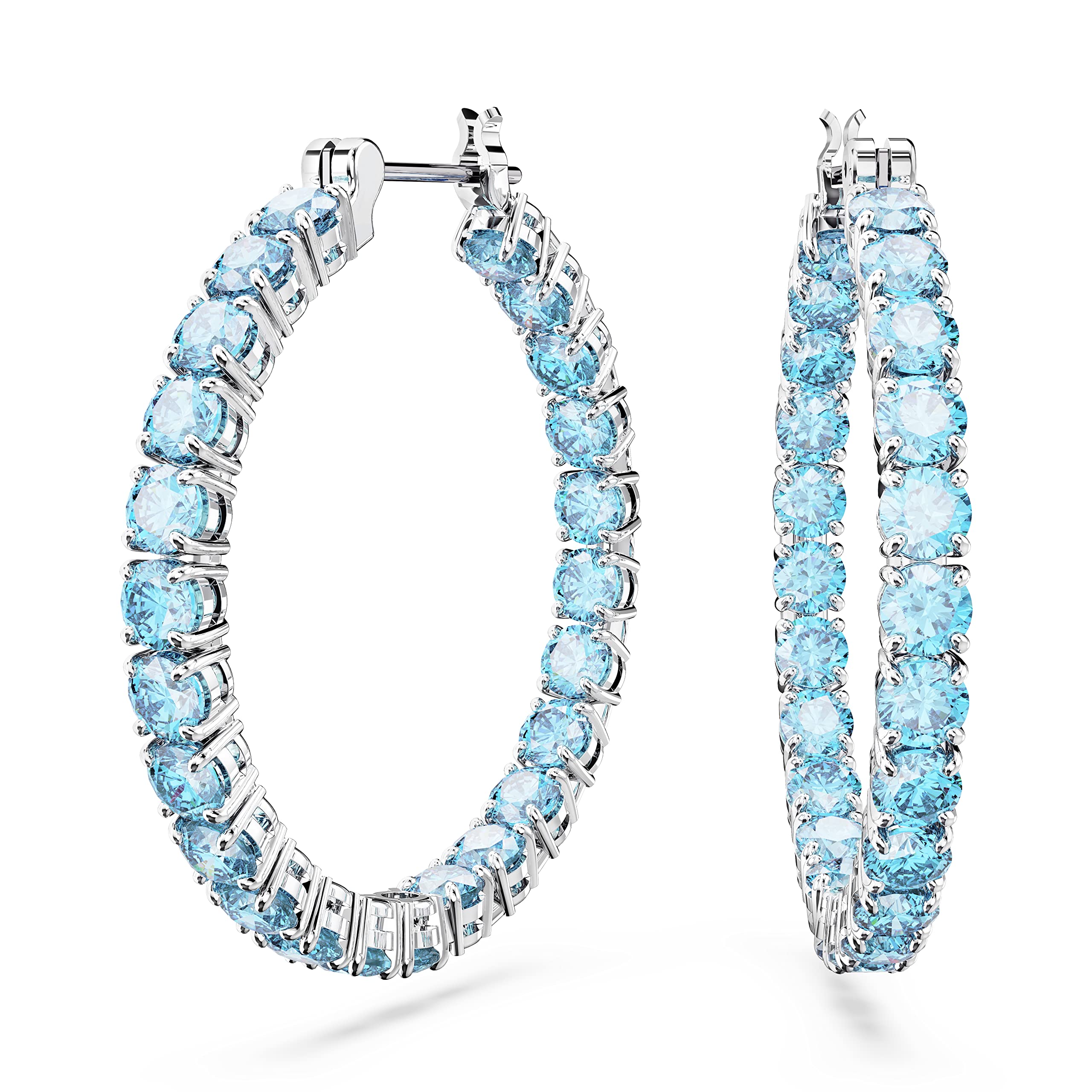Swarovski Matrix Hoop Earrings Collection, Crystals on Metal Finish Settings
