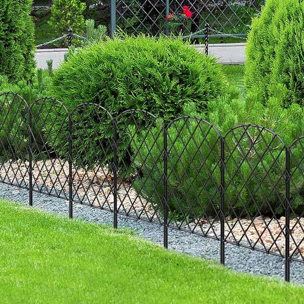 OUSHENG 19 PACK DECORATIVE GARDEN FENCE, TOTAL 20FT(L) X 24IN(H) ANIMAL BARRIER BORDER, RUSTPROOF METAL WIRE SECTION EDGING FENCING PANEL FOR OUTDOOR PATIO GARDEN YARD, ARCHED