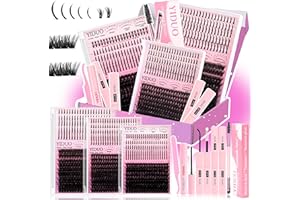 YIDUO Lashes Clusters Kit with Spikes Bottom Extensions False Eyelashes 816Pcs Bulk Packs with 2X Bond&Seal Volume D Curl Wispy Individual Fake Eyelash Wholesale Large Pack for Beginners Gift Choice