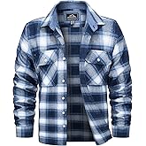 MAGCOMSEN Men's Flannel Shirts Cotton Long Sleeve Plaid Shirt Casual Fashion Button Up Shirts Jackets with 2 Pockets