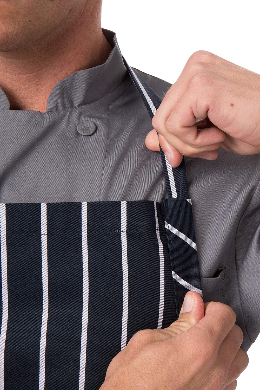 Chef Works Mens English Chef s Apron, Navy Chalk Stripe, 39 inches long 37 wide US: Kitchen Aprons: Clothing