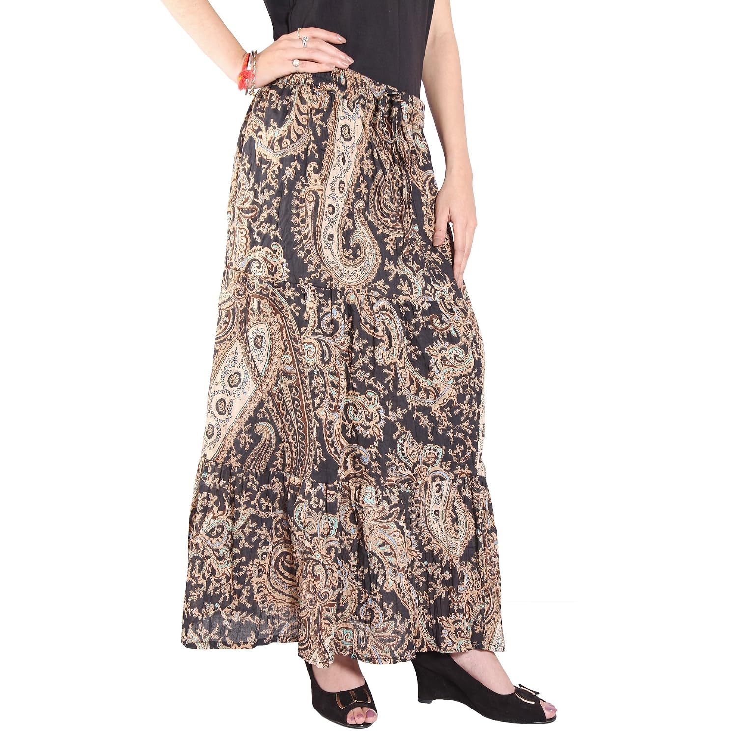 cotton breeze women's cotton a-line skirt (black)