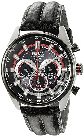 Mens PX5031 Solar Chronograph Analog Display Japanese Quartz Black Watch