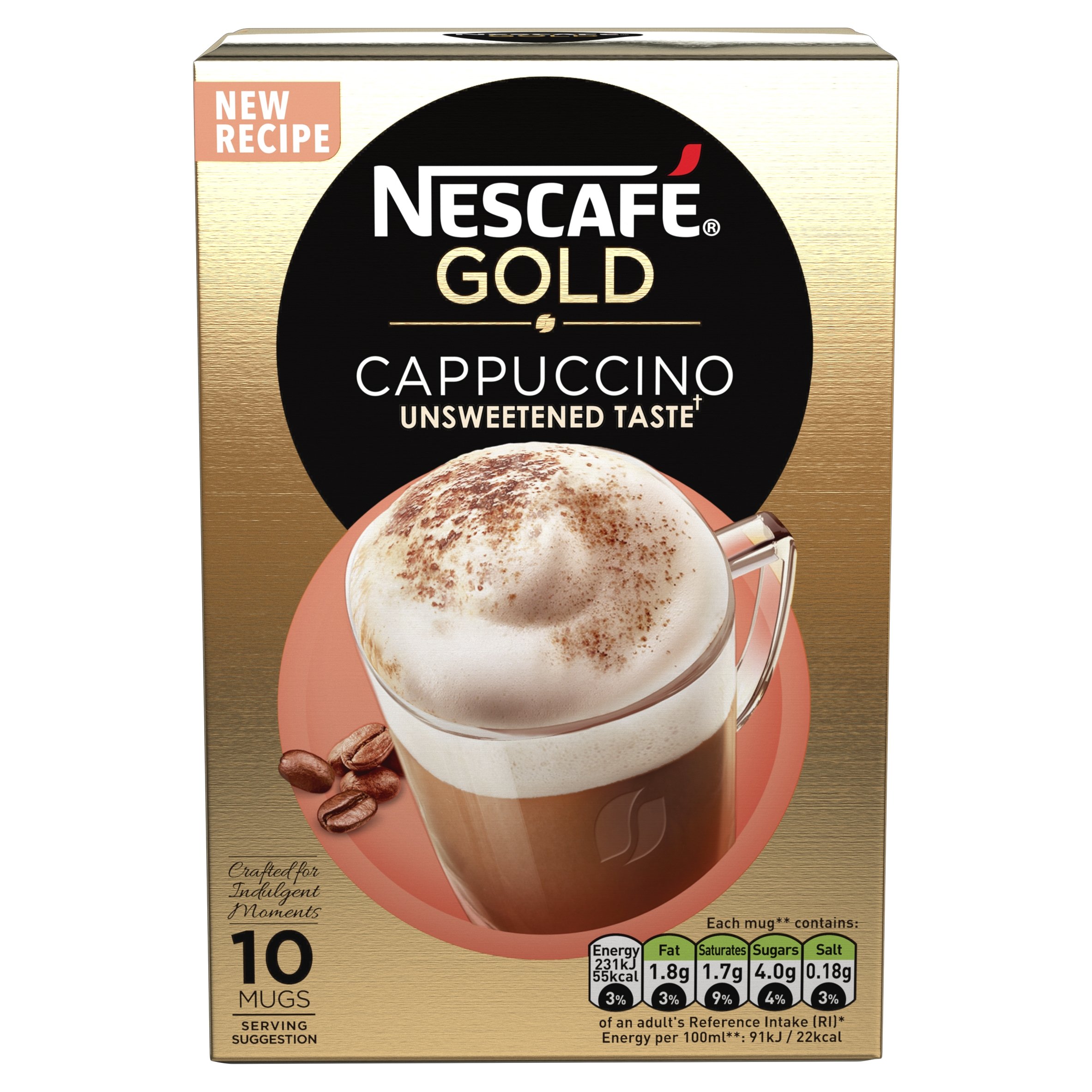 Nescafé Gold Cappuccino Unsweetened Taste Coffee, 8 Sachets (Pack of 6, Total 48 units)