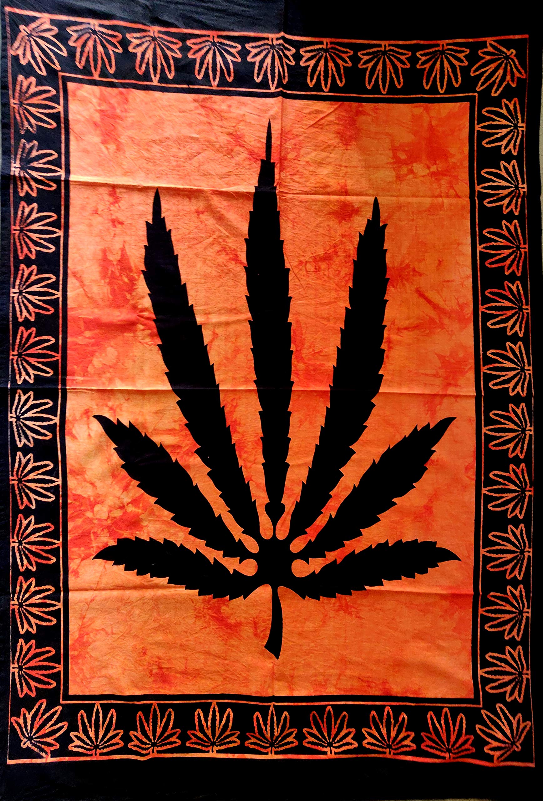 ICC Weed Tapestry Wall Hanging Marijuana Cannabis leaf Poster Hippie Decor Pot Flag Dorm Collage Color Me Weed Bohemian psychedelic Small Hippie Rasta Ganja Tapestries 30 x 40 inches orange